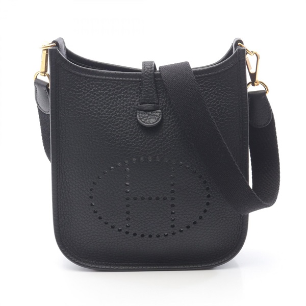 HERMES Evelyne TPM Shoulder Bag W 069426CC Clemence leather Noir Black Used GHW