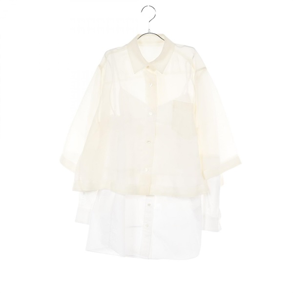 Sacai blouse cotton polyester Beige White #1 Used Women