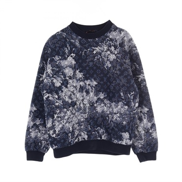 LOUIS VUITTON Monogram tapestry sweat cotton Navy Gray Used mens size XL