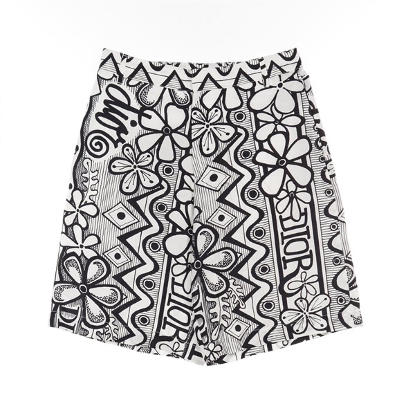 Christian Dior Shawn Stussy short Pants #44 013C121A4979 silk White Black Used