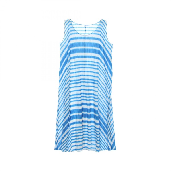 PLEATS PLEASE Sleeveless Dress PP23-JH502 Polyester Blue White Size 5 Used Women