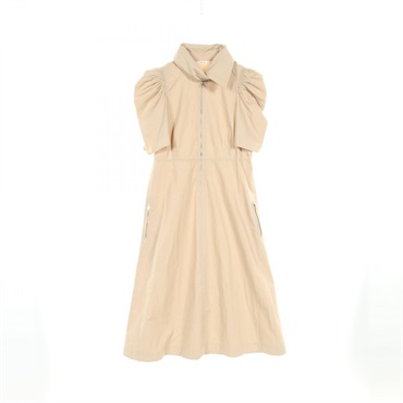CELINE short sleeve Dress 2 6W02/7555 cotton Beige Used Women #40