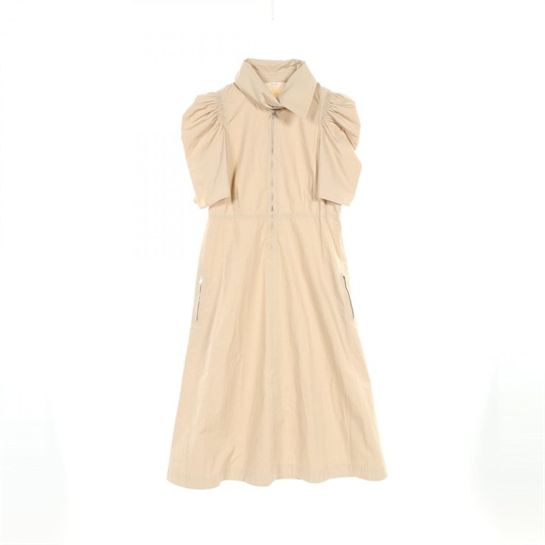 CELINE short sleeve Dress 2 6W02/7555 cotton Beige Used Women #40