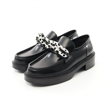 LOUIS VUITTON x Yayoi Kusama Academy Line loafers leather Black White Used Women