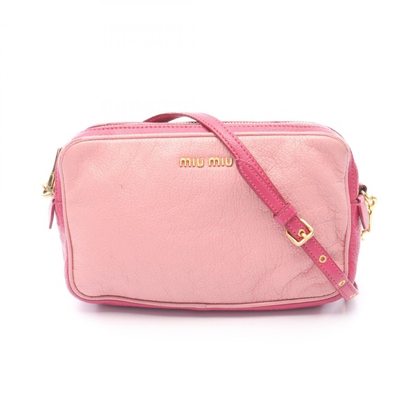 Miu Miu Madras Crossbody Shoulder Bag RT0539 leather Pink Used Women