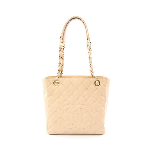 CHANEL Matelasse PST Chain Tote Bag A20994 Grained calfskin Beige Used Women GHW