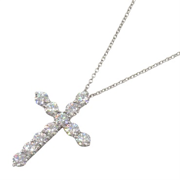 TIFFANY＆CO Large cross Diamond Necklace Pt950 Platinum Used Women Pendant
