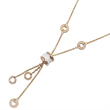 BVLGARI B-zero1 Element Necklace 18KRG Pink Rose Gold Ceramic Diamond Used women