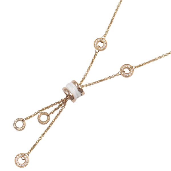 BVLGARI B-zero1 Element Necklace 18KRG Pink Rose Gold Ceramic Diamond Used women