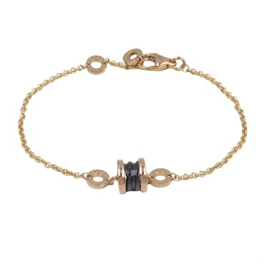 BVLGARI B-zero1 Ceramic Bracelet 18KPG Pink Rose Gold Black Used Women