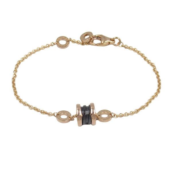 BVLGARI B-zero1 Ceramic Bracelet 18KPG Pink Rose Gold Black Used Women