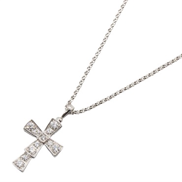 BVLGARI Serpenti Cross Diamond Necklace Pendant 18KWG White Gold Used women