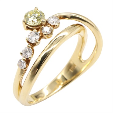 JEWELRY Diamond Ring 18KYG Yellow Gold Used women US size 5.75
