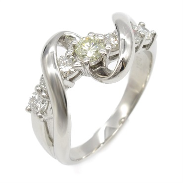 JEWELRY Diamond Ring Pt900 Platinum Yellow Used women US size 8.25