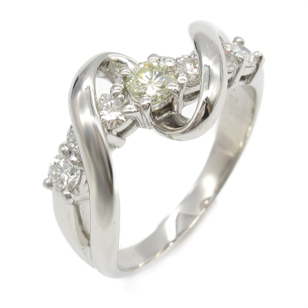 JEWELRY Diamond Ring Pt900 Platinum Yellow Used women US size 8.25
