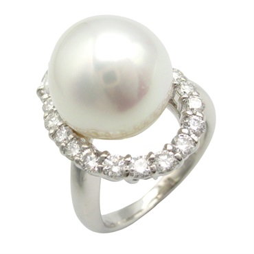 JEWELRY Pearl Diamond Ring Pt900 Platinum White Used women US size 6.25