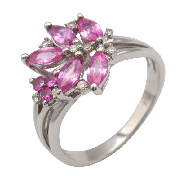 JEWELRY Sapphire Ring 18KWG White Gold Pink Used women US size 5.5
