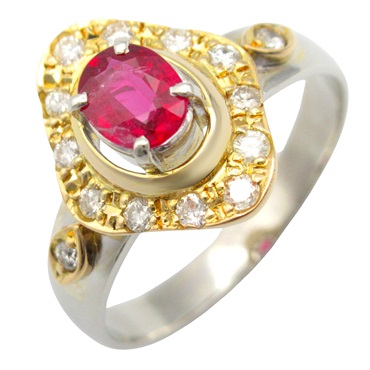 JEWELRY Ruby Ring Pt900 Platinum Diamond Red Used women US size 6.5