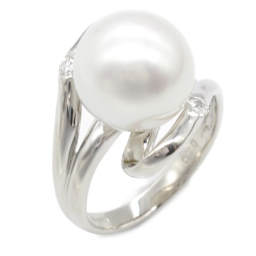 JEWELRY South Sea pearl Diamond Ring Pt900 Platinum White Used women US size 6.5