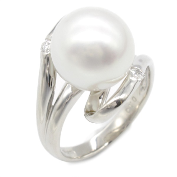 JEWELRY South Sea pearl Diamond Ring Pt900 Platinum White Used women US size 6.5