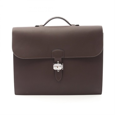 HERMES Sac a depeche 38 Business bag P briefcase leather Brown Chocolat Used SHW