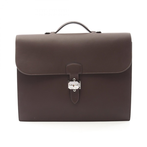 HERMES Sac a depeche 38 Business bag P briefcase leather Brown Chocolat Used SHW