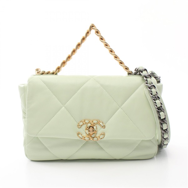 CHANEL 19 dix-neuf Matelasse 2way Shoulder Bag AS1160 Lamb leather Green Used CC