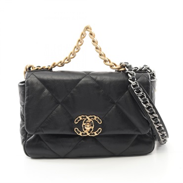 CHANEL 19 dix-neuf Matelasse 2way Shoulder Bag AS1160 Lamb leather Black Used CC