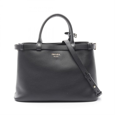 PRADA Buckle medium handbag with double belt 1BA4172CYSF0002 leather Black