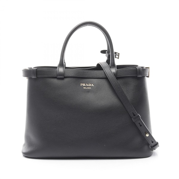 PRADA Buckle medium handbag with double belt 1BA4172CYSF0002 leather Black