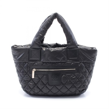 CHANEL Coco Cocoon Small Tote Bag A48610 Nylon leather Black Bordeaux Used SHW