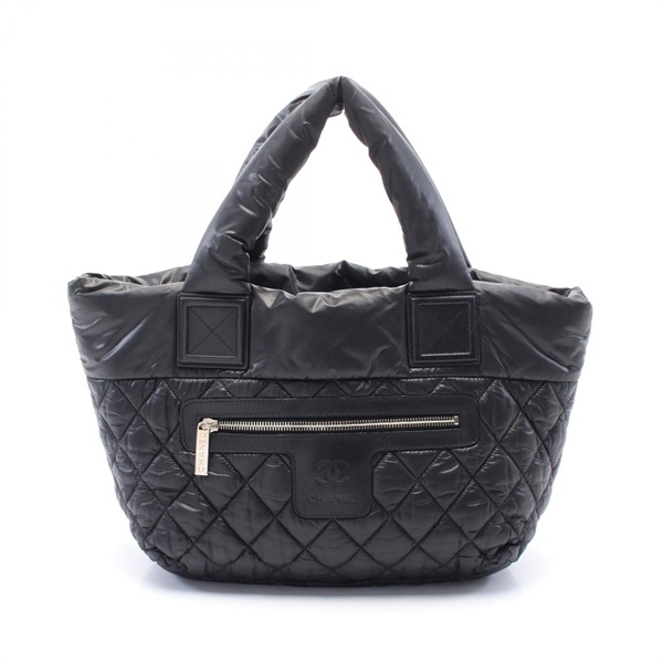CHANEL Coco Cocoon Small Tote Bag A48610 Nylon leather Black Bordeaux Used SHW