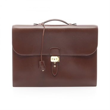 HERMES Sac a depeche 41 Business bag briefcase A Box calf leather Marron GHW