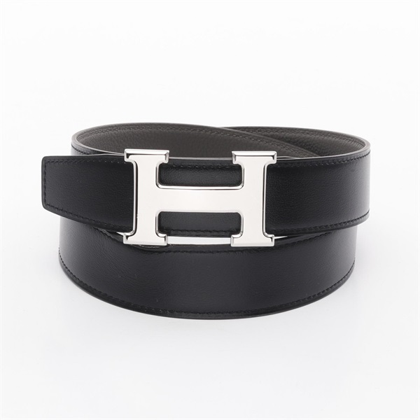 HERMES Constance H reversible belt Z Z AA 200 ZA Box calf Togo noir Etain SHW