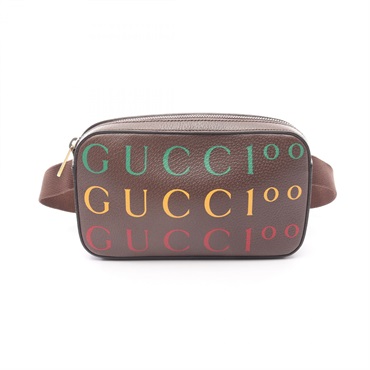 GUCCI Centennial Bum Waist Belt Bag 602695 Leather Brown Multicolor Used Unisex