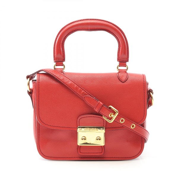 Miu Miu Madras Shoulder Bag crossbody RTC460 leather Red Used Women