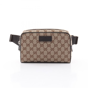 GUCCI GG canvas Waist bag 449174 canvas leather Beige Brown Used unisex