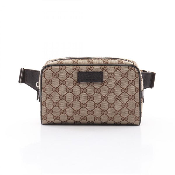 GUCCI GG canvas Waist bag 449174 canvas leather Beige Brown Used unisex