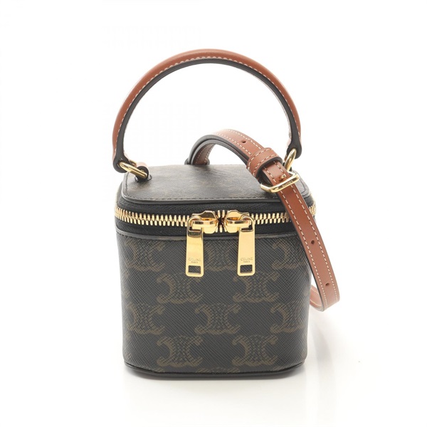 CELINE Triomphe Mini 2way shoulder Handbag 10J762CZ1 canvas leather Brown Used