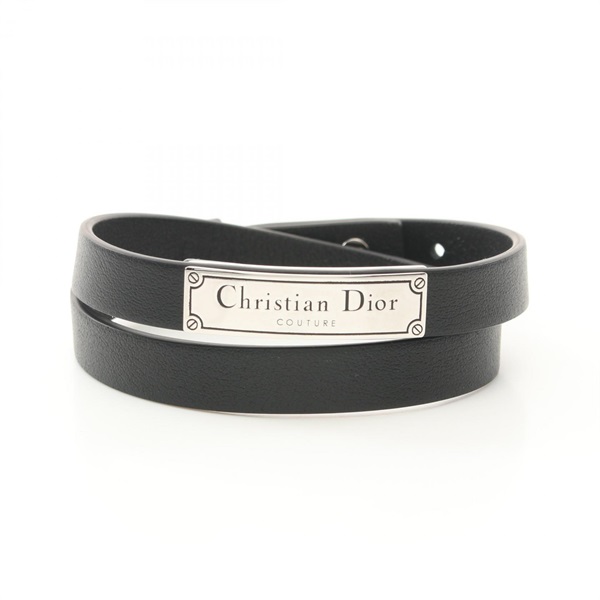 DIOR HOMME COUTURE Bracelet B1896HOMLE004 leather Stainless Steel Black NEW mens