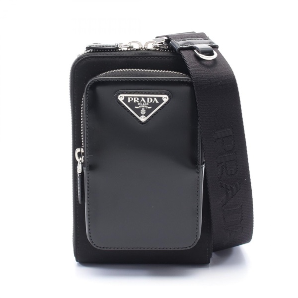 PRADA TESSUTO SPAZZOL Phone Shoulder Bag 2ZT060789F0002 leather Black NEW Women