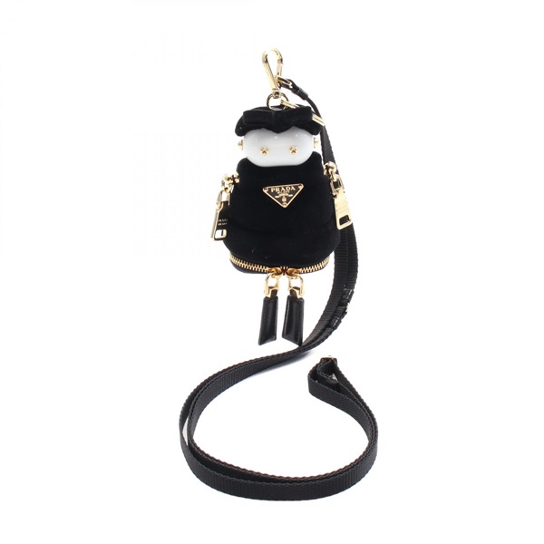 PRADA Soft Robot charm key holder 1TT2112C68F0002 velvet Black White