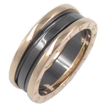 BVLGARI B-zero1 Ring 2-band ceramic 18KPG Gold Black Used Unisex US size 10.75