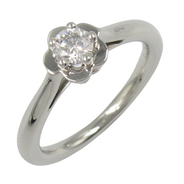 CHANEL Camellia 1P Diamond Ring Pt950 Platinum Used Women US Size 4.5 #49 CC