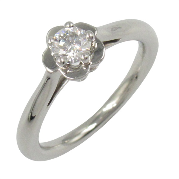 CHANEL Camellia 1P Diamond Ring Pt950 Platinum Used Women US Size 4.5 #49 CC