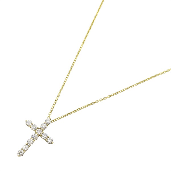 TIFFANY＆CO Cross Diamond Necklace Pendant 18KYG Yellow Gold Used women