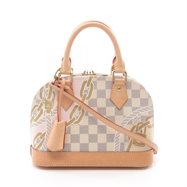 LOUIS VUITTON Alma BB Shoulder Handbag N40472 Damier Azur canvas leather White