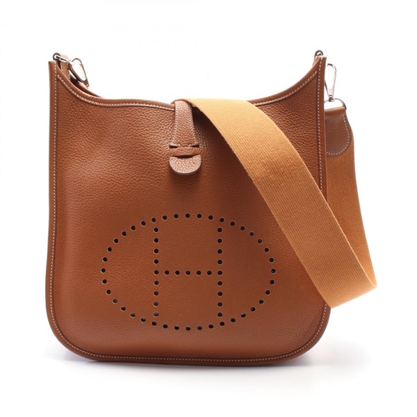 HERMES Evelyne 1 PM Shoulder Bag Taurillon Clemence leather Gold Used SHW