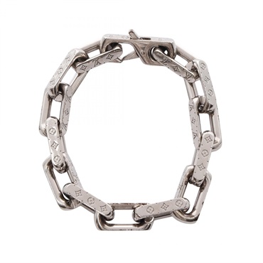 LOUIS VUITTON Chain Monogram Bracelet M64223 Stainless Steel Used unisex LV