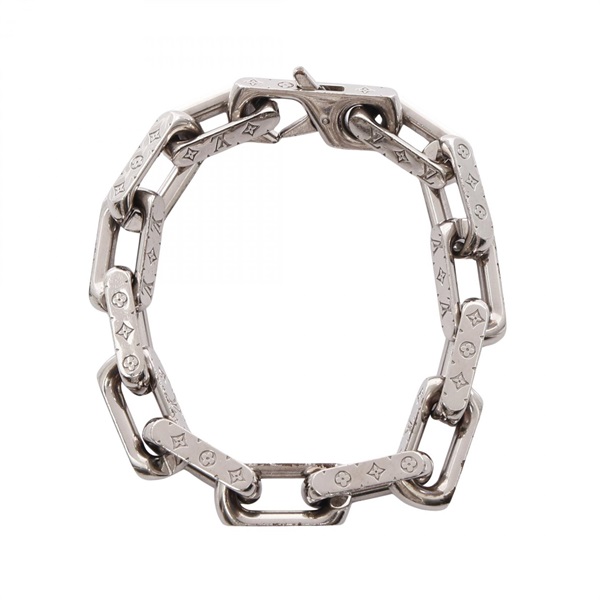 LOUIS VUITTON Chain Monogram Bracelet M64223 Stainless Steel Used unisex LV